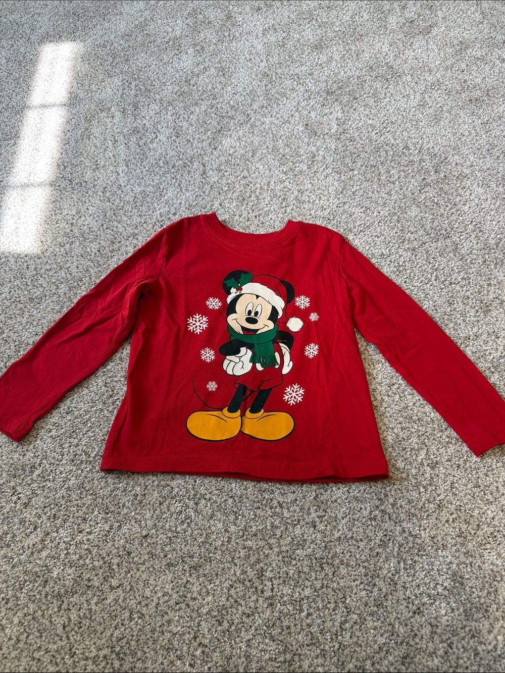 Disney Red Long Sleeve Mickey Mouse Holiday Tee - 5T